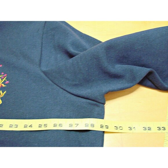 NEW Lauren Brooke Womens 3X Blue Button Jacket Shacket Embroidered Leaves Bird - Picture 12 of 12